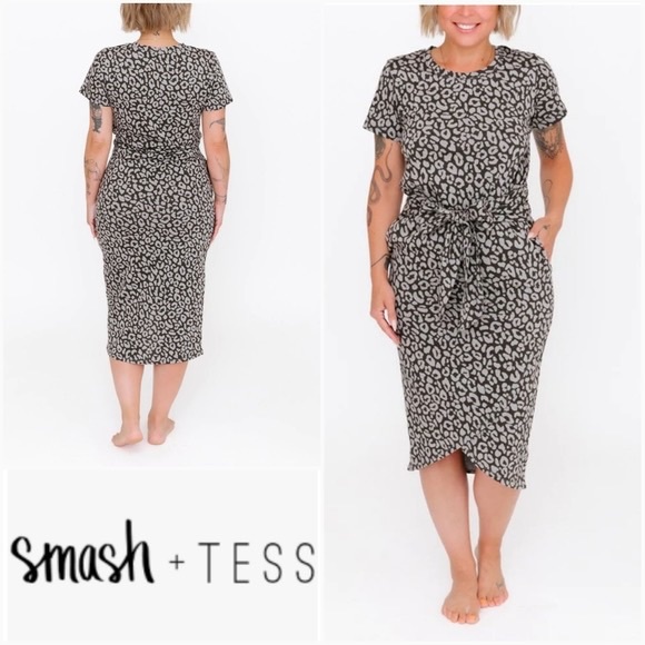 Smash and Tess leopard midi dress size small - Picture 2 of 6